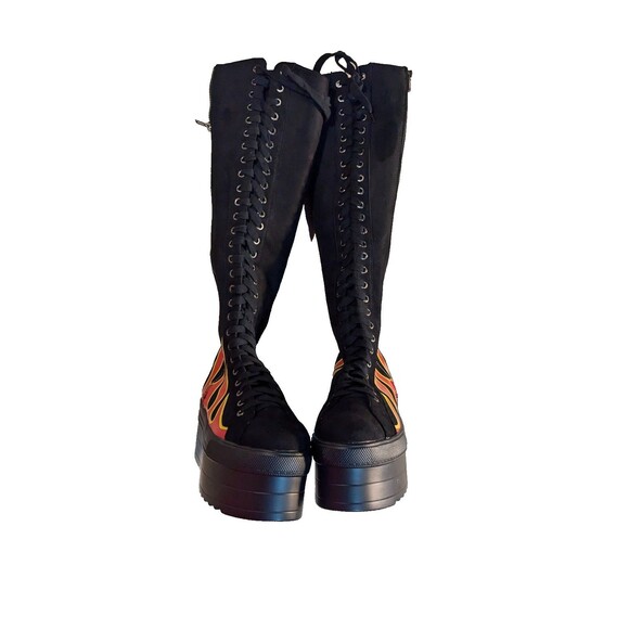 Lamoda 'Burning Up' Knee High Platform Shoe/Boot size 9 Ladie's Flames - Picture 5 of 11